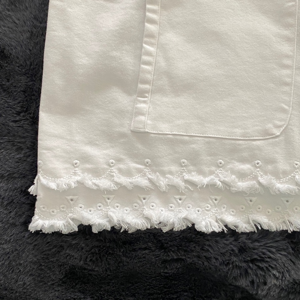 Ruby Rd. White Denim Jacket with Fringe Size 14 - Picture 3 of 5